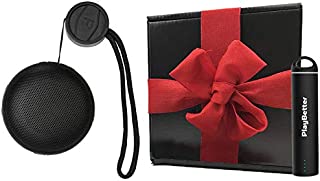 Puma PopTop Mini (Puma Black) Bluetooth Speaker Gift Box Bundle | with PlayBetter 2200mAh Portable Charger | Premium Sound for Golfers | Waterproof, Rechargeable | Packed in Gift Box, Red Bow