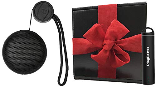 Puma PopTop Mini (Puma Black) Bluetooth Speaker Gift Box Bundle | with PlayBetter 2200mAh Portable Charger | Premium Sound for Golfers | Waterproof, Rechargeable | Packed in Gift Box, Red Bow