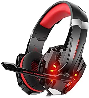 DIZA100 Kotion Each G9000 Gaming Headset Headphone 3.5mm Stereo Jack with Mic LED Light for Xbox One S/Xbox one/PS4/Tablet/Laptop/Cell PhoneRed