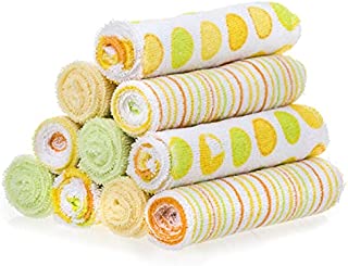 Spasilk Washcloth Wipes Set for Newborn Boys and Girls, Soft Terry Washcloth Set, Pack of 10, Yellow Dots