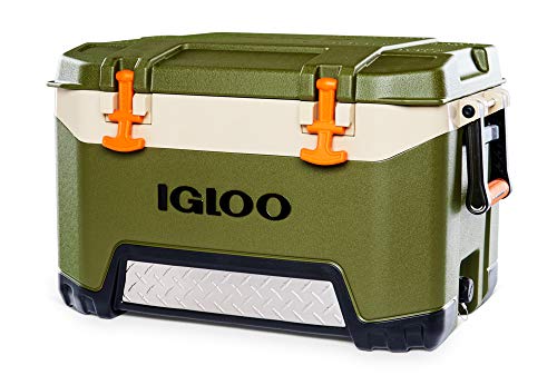 Igloo BMX 52 Quart Cooler with Cool Riser Technology, Fish Ruler, and Tie-Down Points - 16.34 Pounds - Green and Orange