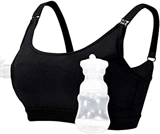 Momcozy Hands Free Pumping Bra, Pumping Bras Hand Free for Women,Adjustable Nursing Bras for Pumping Hands Free,Suitable for Breast-Pumps by Medela, Spectra, Philips Avent and More, Black, Small