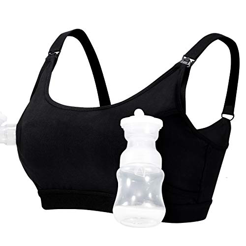 Momcozy Hands Free Pumping Bra, Pumping Bras Hand Free for Women,Adjustable Nursing Bras for Pumping Hands Free,Suitable for Breast-Pumps by Medela, Spectra, Philips Avent and More, Black, Small