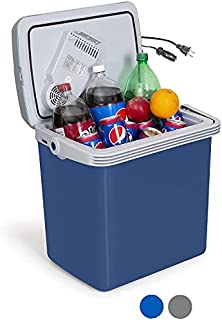 K-Box Electric Cooler and Warmer for Car and Home - 34 Quart (32 Liter) - Dual 110V AC House and 12V DC Vehicle Plugs (Blue)