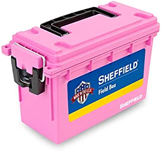 Sheffield 12631 Field Box, Pistol, Rifle, or Shotgun Ammo Storage Box, Tamper-Proof Locking Ammo Can, Water Resistant, Made in The U.S.A, Stackable, Pink