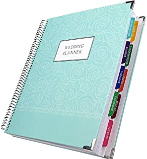 Wedding Planner 9x11 Hardcover Organizer, Bookmark, Planning Stickers, Business Card Holder, and Pocket Folders