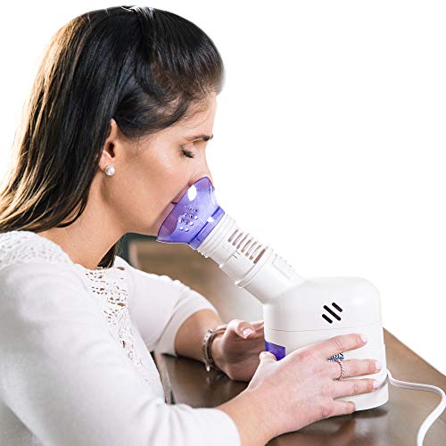 MABIS Personal Facial Steam Inhaler and Vaporizer with Aromatherapy Diffuser and Soft Face Mask for Sinus Pressure, Congestion and Cough, 25mL