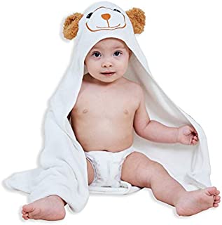 Premium Bamboo Baby Bath Towel - Ultra Absorbent Soft Boy & Girl Hooded Towels for Infant and Toddler - Cute Design Keep Warm Newborn Towel Shower Gifts - White - 30 x 30''