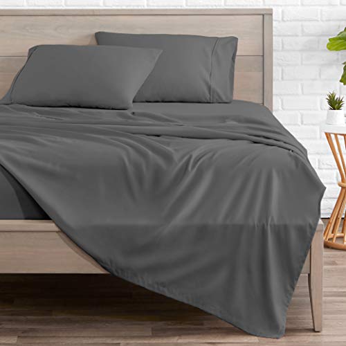 Bare Home Split California King Sheet Set - 1800 Ultra-Soft Microfiber Bed Sheets - Double Brushed Breathable Bedding - Hypoallergenic  Wrinkle Resistant - Deep Pocket (Split Cal King, Grey)