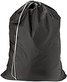 Nylon Laundry Bag - Locking Drawstring Closure and Machine Washable. These Large Bags Will Fit a Laundry Basket or Hamper and Strong Enough to Carry up to Three Loads of Clothes. (Black)