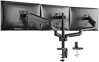 WALI Premium Triple LCD Monitor Desk Mount Fully Adjustable Gas Spring Stand for Display up to 27 inch, 15.4lbs Capacity (GSDM003), Black