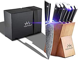 Knife Block Set 9 Pcs Japanese AUS-10 Damascus Steel Chefs Knives High Carbon Core Stainless Steel Full Tang Chef Knife Set Black G10 Home & Kitchen Professional Knife Block Sets