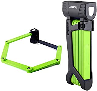 Bike Lock Made Steel Alloy Folding Bicycle Lock Anti-Sawing Anti-Drilling with Mount Bracket (Green)