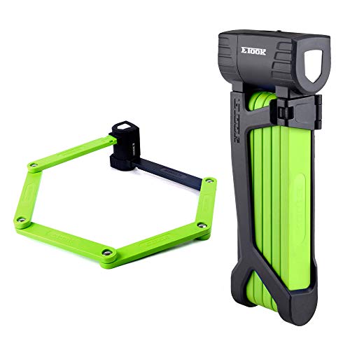 Bike Lock Made Steel Alloy Folding Bicycle Lock Anti-Sawing Anti-Drilling with Mount Bracket (Green)