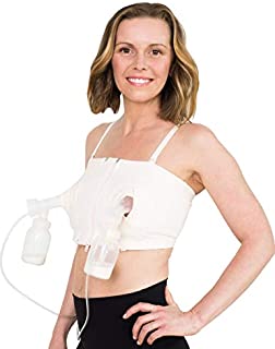 Simple Wishes X-Small/Large Hands Free Breast Pumping Bra | Signature (by Moms for Moms) | Fully Adjustable and Customizable, Reliable Tight Seal of Breastshields/Flanges | Soft Pink