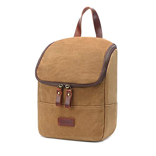 Mens Toiletry Bag Waterproof Leather Canvas Hanging Travel Toiletry Bag Lightweight Dopp Kit Shaving Bag for Travel Accessories Brown