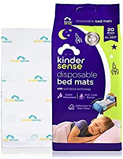 Kindersense - Disposable Bed Pads for Potty Training - Bedwetting Pads & Mattress Protector - Incontinence Pads with Adhesive - Leakproof and Absorbent Pads. Alternative to Training Pants (20 Pack)