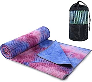 Yoga Mat Towel Non Slip Hot Yoga Towel, tie-Dyed, Sweat Absorbent, for Hot Yoga, Bikram, Pilates (Tie-Dyed Pink)