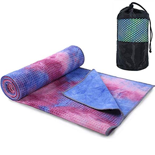 Yoga Mat Towel Non Slip Hot Yoga Towel, tie-Dyed, Sweat Absorbent, for Hot Yoga, Bikram, Pilates (Tie-Dyed Pink)