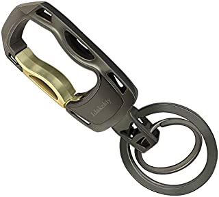 Idakekiy Heavy Duty Key Chain with 2 Key Rings Carabiner Car Key Chains Organizer for Men and Women (Dark Grey)