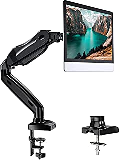 HUANUO Single Monitor Mount - Articulating Gas Spring Monitor Arm, Adjustable Monitor Stand, Vesa Mount with Clamp and Grommet Base - Fits 17 to 27 Inch LCD Computer Monitors 4.4 to 14.3lbs