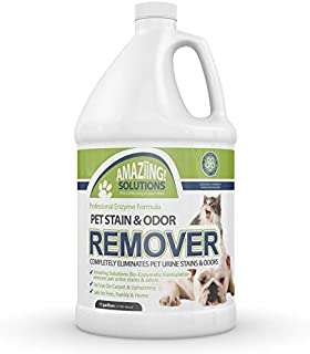 Amaziing Solutions Pet Odor Eliminator and Stain Remover Carpet Cleaner for Dog Urine and Cat Pee, Professional Strength Enzymatic Solution, Natural Enzymes for Carpet and Hardwood Floors (Gallon)