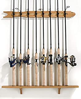 Old Cedar Outfitters Modular Wall Rack for Fishing Rod Storage, Holds up to 8 Fishing Rods, Pine, Finish, 8 Capacity