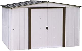 Arrow 10' x 8' Newburgh Eggshell with Coffee Trim Low Gable Electro-Galvanized Steel Storage Shed