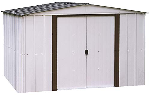 Arrow 10' x 8' Newburgh Eggshell with Coffee Trim Low Gable Electro-Galvanized Steel Storage Shed