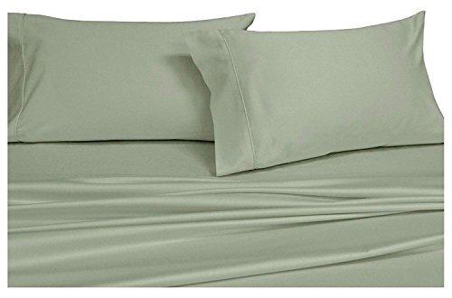 Royal Hotel Solid Sage Split-Cal-King: Adjustable California King Bed Size Sheets, 5PC Bed Sheet Set, 100% Cotton, 300 Thread Count, Sateen Solid, Deep Pocket