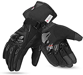 kemimoto Motorcycle Gloves Winter, Waterproof Motorcycle Riding Gloves for Men, Warm Motorcycle Glove with Touchscreen for Motorbike, ATV, UTV - Black, X-Large