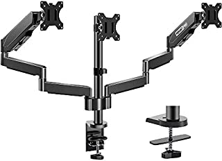 MOUNTPRO Triple Monitor Desk Mount - Articulating Gas Spring Monitor Arm, Removable VESA Mount Desk Stand with Clamp and Grommet Base - Fits 13 to 27 Inch LCD Computer Monitors, VESA 75x75, 100x100