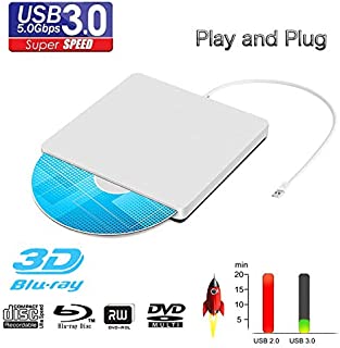 External Blu Ray DVD Drive Reader, Portable Ultra Slim USB 3.0 Blu Ray BD Reader,DVD CD Burner Player Writer Reader Disk for Mac OS, Windows 7/8/10,Linxus, Laptop (Silver.)