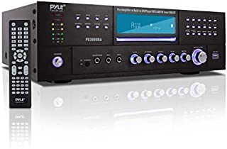 4 Channel Wireless Bluetooth Amplifier - 3000 Watt Stereo Speaker Home Audio Receiver w/ FM Radio, USB, 2 Microphone w/ Echo for Karaoke, Front Loading CD DVD Player, LED, Rack Mount - Pyle PD3000BA