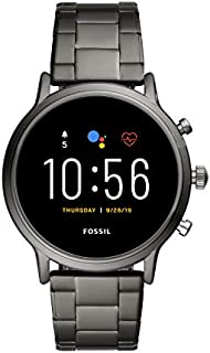 Fossil Unisex 44MM Gen 5 Carlyle HR Heart Rate Stainless Steel Touchscreen Smart Watch, Color: Smoke (Model: FTW4024)