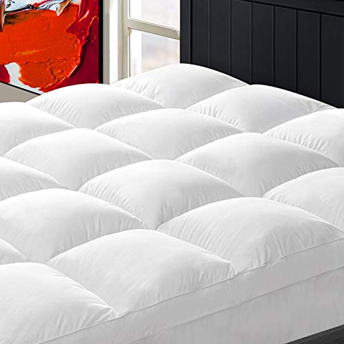 CHOPINMOON Extra Thick Queen Mattress Topper, Cooling Mattress Pad Cover, Plush Quilted Pillow Top with Overfilled 4D Spiral Fiber(8-21 Inches Fitted Deep Pocket)