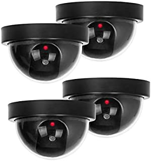 Dummy Security Camera, BNT Fake Security Camera with One Flashing Red LED Light, for Home and Businesses Indoor Outdoor (Black, 4 Pack)