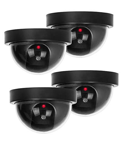 Dummy Security Camera, BNT Fake Security Camera with One Flashing Red LED Light, for Home and Businesses Indoor Outdoor (Black, 4 Pack)