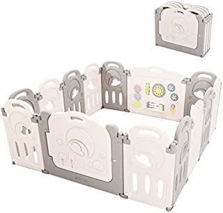 Fortella Cloud Castle Foldable Playpen, Baby Safety Play Yard with Whiteboard and Activity Wall, Indoors or Outdoors (14 Panel)
