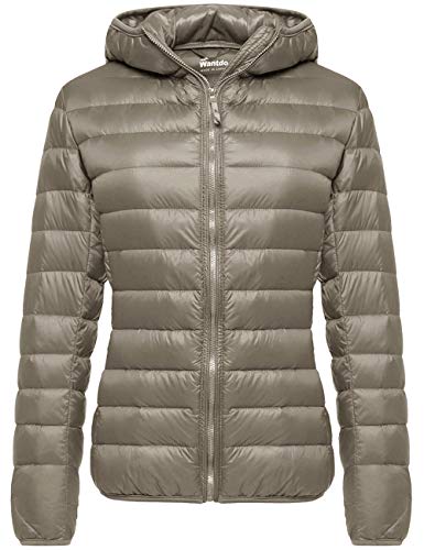 Wantdo Women's Light Weight Winter Packable Down Jacket Warm Coat Khaki Small