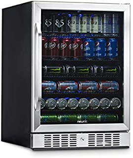 NewAir Beverage Refrigerator Cooler with 177 Can Capacity - Mini Bar Beer Fridge with Reversible Hinge Glass Door - Cools to 34F - ABR-1770 - Stainless Steel