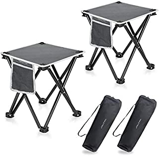 2 Pack Camping Stool, 13.8 Inch Portable Folding Stool for Outdoor Walking Hiking Fishing 400 LBS Capacity with Carry Bag