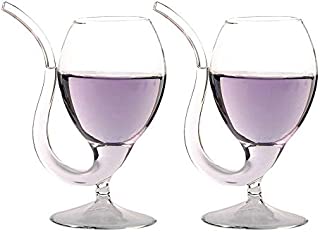 LOHOME 2 Pack Creative Vampire Filter Red Wine Glass, Clear Juice Cup, Goblet With Drinking Tube Straw High Gorosilicate Glass Wine Decanter (300ml/10oz) (2)