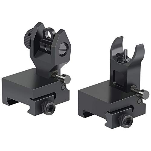 Twod Flip Up Battle Sight Front and Rear Iron Sight Set Dual Aperture BUIS,Low Profile,Black