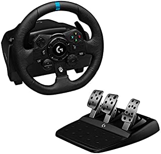 logitech G923 Racing Wheel and Pedals for Xbox X|S, Xbox One and PC Featuring TRUEFORCE up to 1000 Hz Force Feedback, Responsive Pedal, Dual Clutch Launch Control, and Genuine Leather Wheel Cover