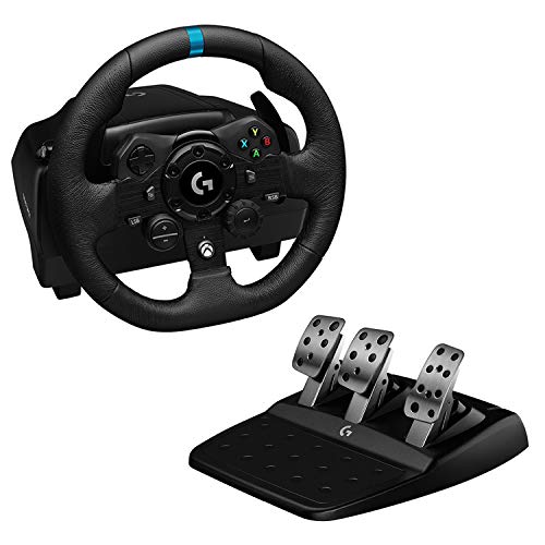 logitech G923 Racing Wheel and Pedals for Xbox X|S, Xbox One and PC Featuring TRUEFORCE up to 1000 Hz Force Feedback, Responsive Pedal, Dual Clutch Launch Control, and Genuine Leather Wheel Cover