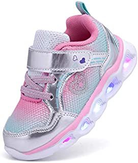 SINOSKY Girls Led Shoes Flashing Light Up Sneakers (8 Toddler,Grey)