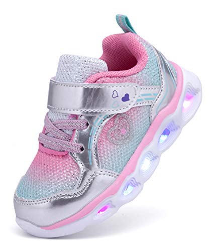 SINOSKY Girls Led Shoes Flashing Light Up Sneakers (8 Toddler,Grey)