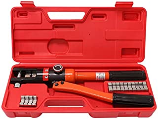 WBHome Hydraulic Wire Crimper Battery Lug Terminal Cable Crimping Tool, 8 Dies, 12 Ton