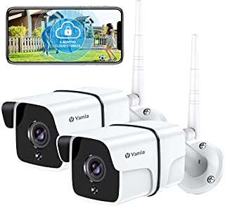 Security Camera Outdoor, Yamla 1080P WiFi Home Security Surveillance Camera Works with Alexa, IP66 Waterproof, Remote IP Smart Camera Wired, IR Night Vision 2-Way Audio Motion Detection Real Alert 2PC